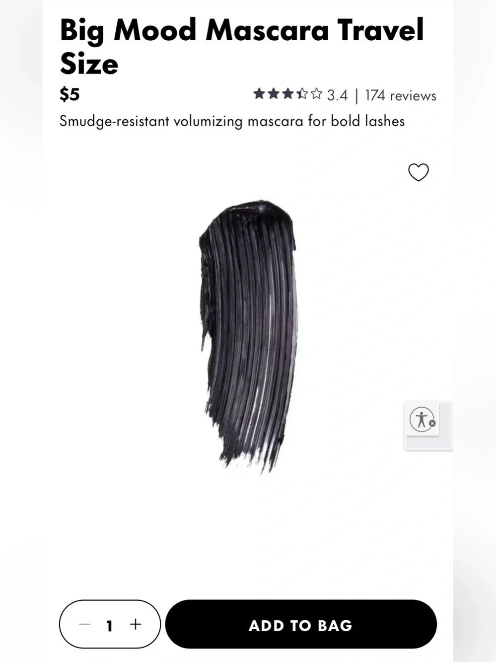 e.l.f. Big Mood Mega Volume & Lifting Mascara, Black 0.14oz Travel Size - 4 PACK